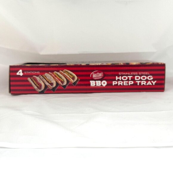 TableCraft BBQ Stainless Steel Hot Dog Tacos Prep Tray 4 Stations Multi-Use - Picture 5 of 6